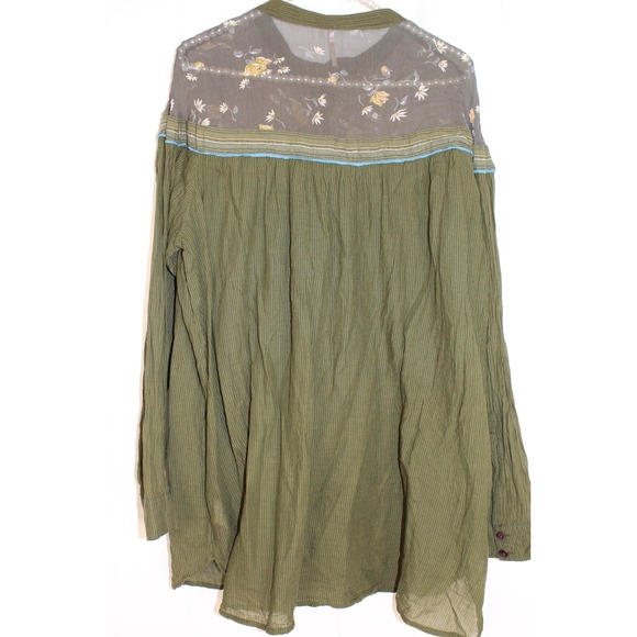 Free People Hearts and Colors Striped Tunic Blouse in Forest Green Size Large - Picture 8 of 9